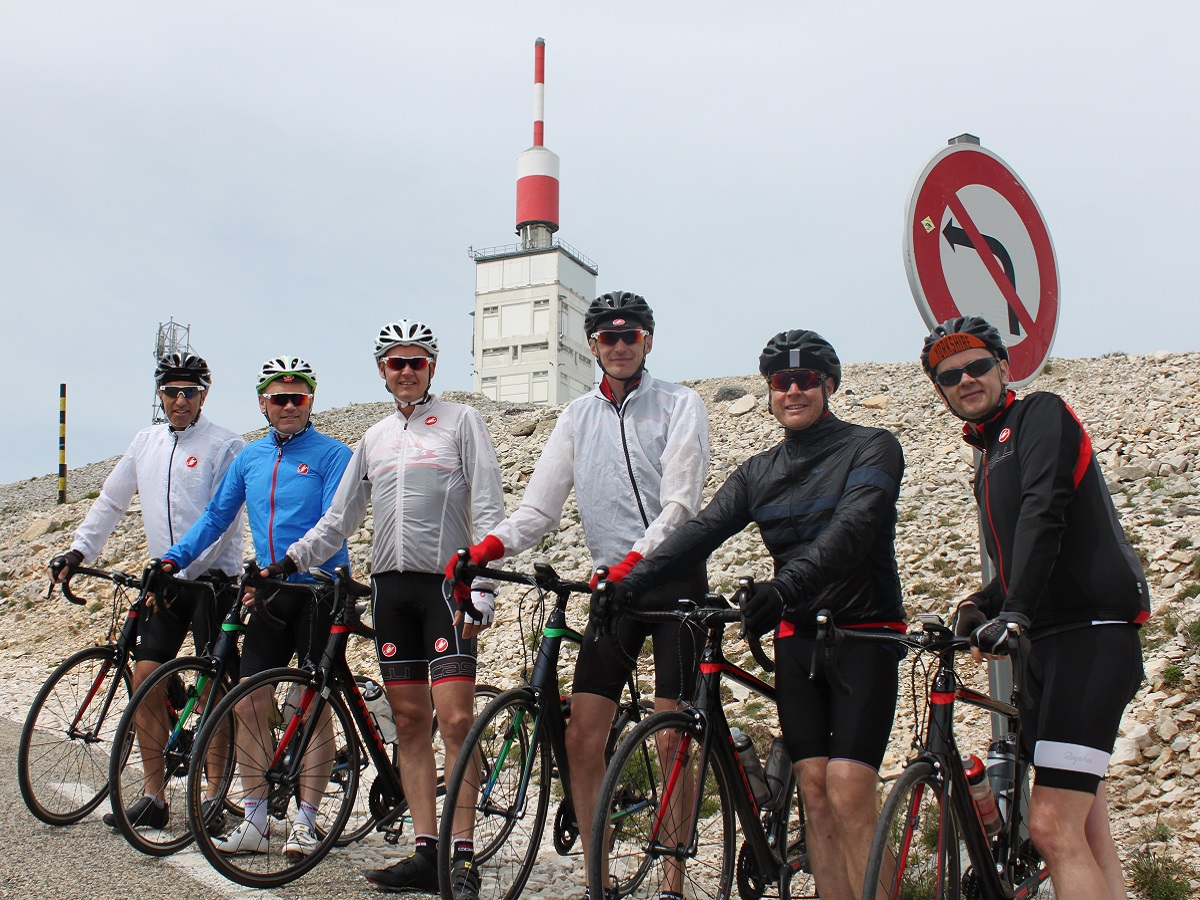 Cyclists at the top of Mont Ventoux