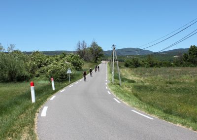 Cyclists in Provence countryside