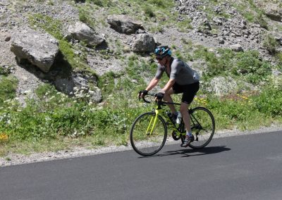 Cyclists riding on a mountain road