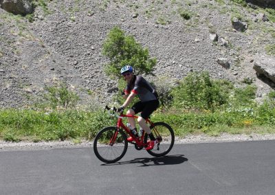 Cyclists riding on a mountain road