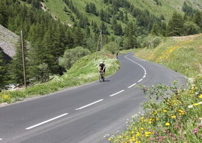 Cyclists riding on a mountain road