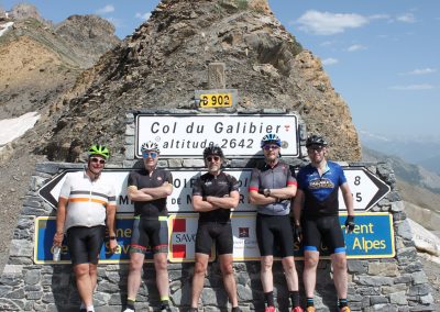 Cyclists riding on a mountain road