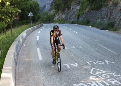 Cyclists riding on a mountain road