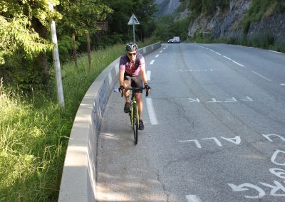 Cyclists riding on a mountain road