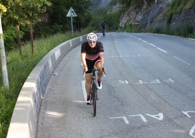 Cyclists riding on a mountain road