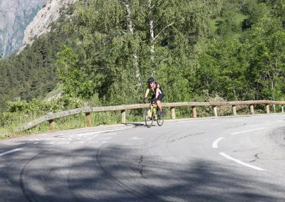 Cyclists riding on a mountain road