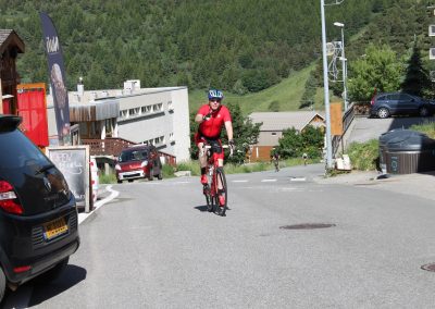 Cyclists riding on a mountain road