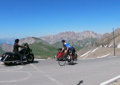 Cyclists riding on a mountain road