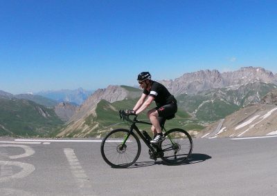 Cyclists riding on a mountain road