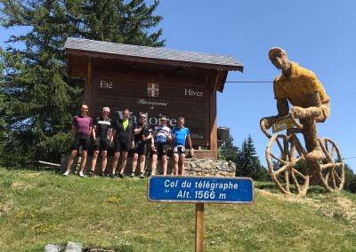 Cyclists riding on a mountain road