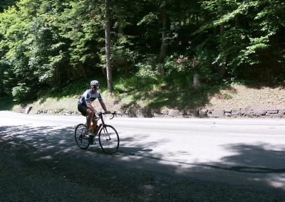 Cyclists riding on a mountain road