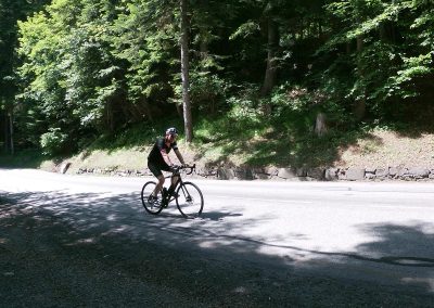 Cyclists riding on a mountain road