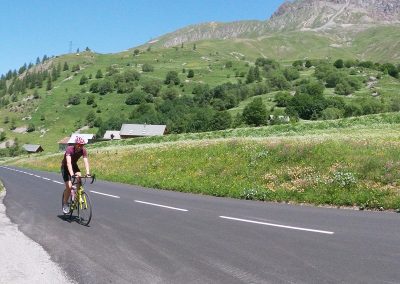 Cyclists riding on a mountain road