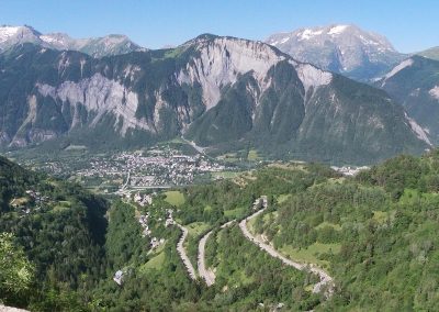 Hairpin beds up Alpe D'Huez mountain road